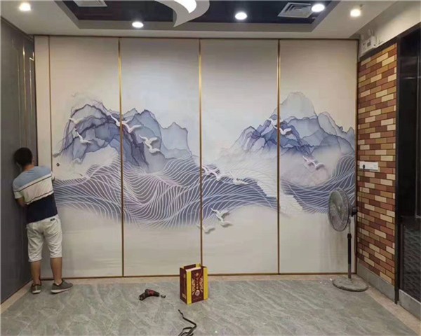 遂宁山水画移动屏风